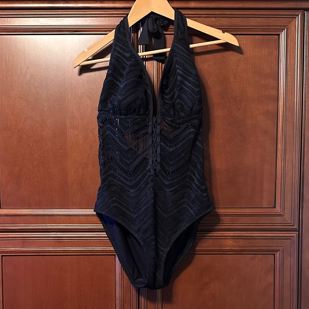 Bleu Rod Beattie Black Halter One Piece Swimsuit